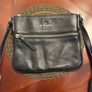 kate spade black pebbled leather crossbody with gold hardware